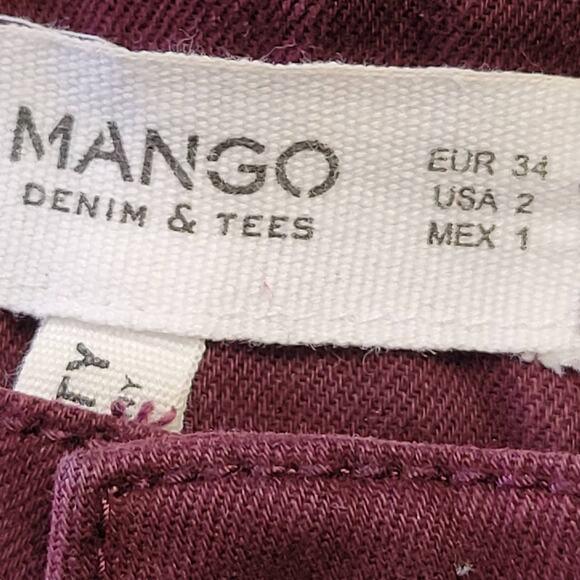 Mango Denim & Tees Low Rise Skinny Jeans Women's 2 Plum Burgundy Classic Rivets - Picture 4 of 11